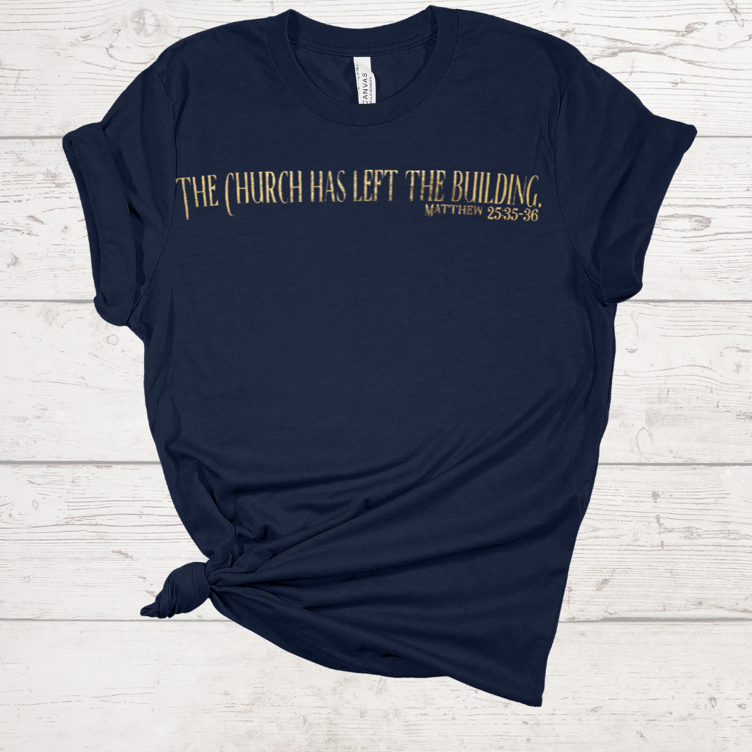 The Church Has Left the Building Navy Tee
