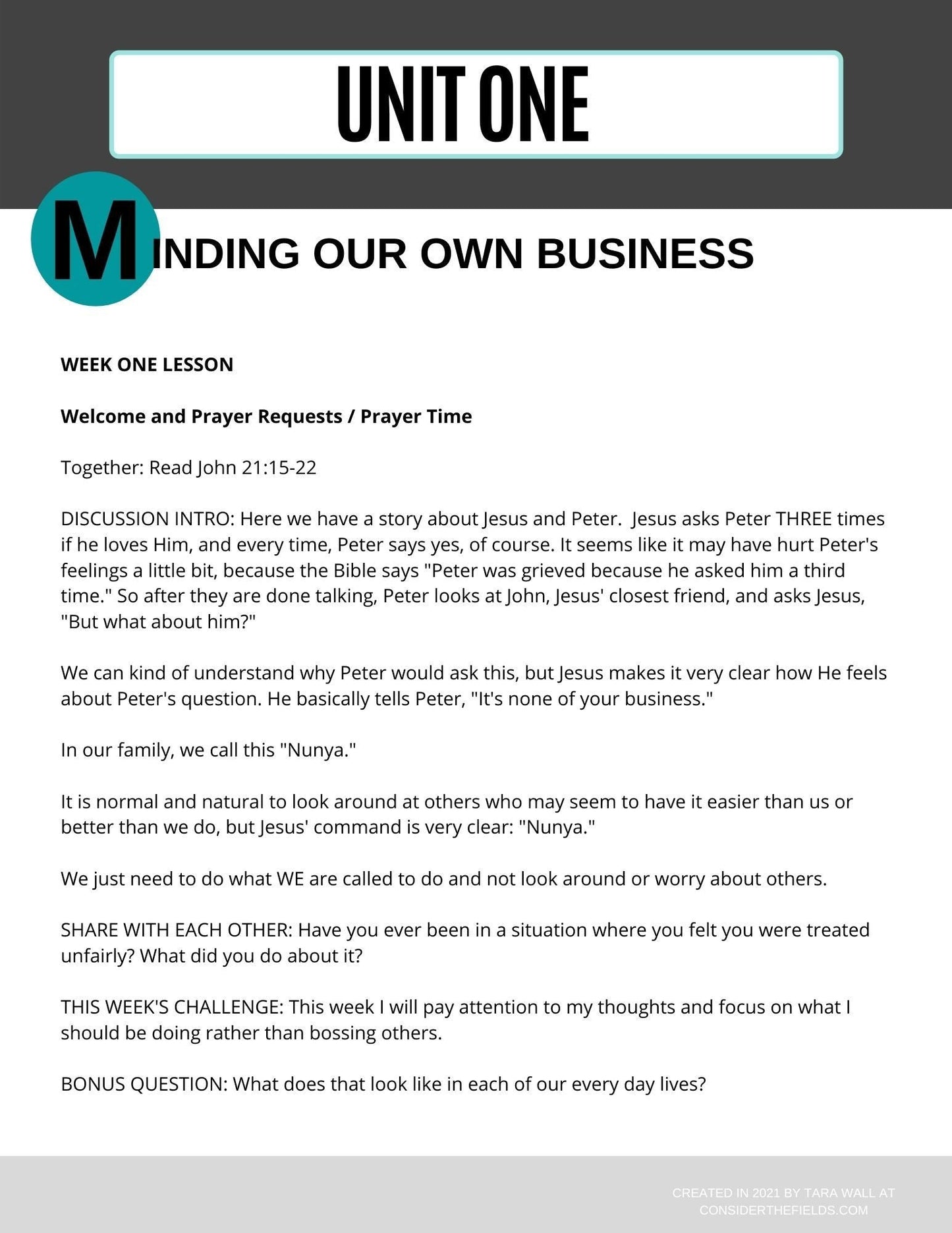 Unit 1 week 1 lesson