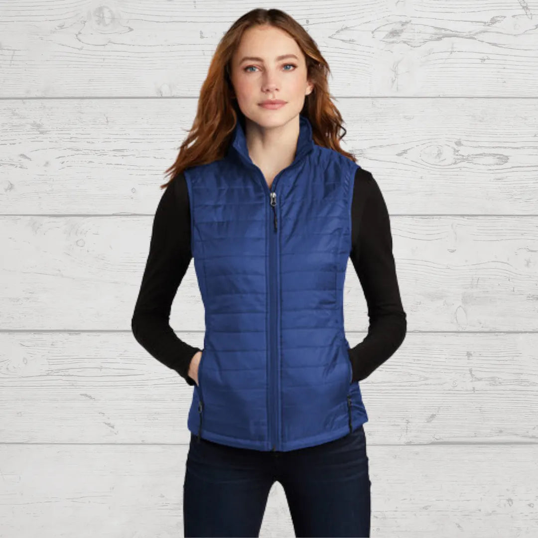 cobalt puffer vest