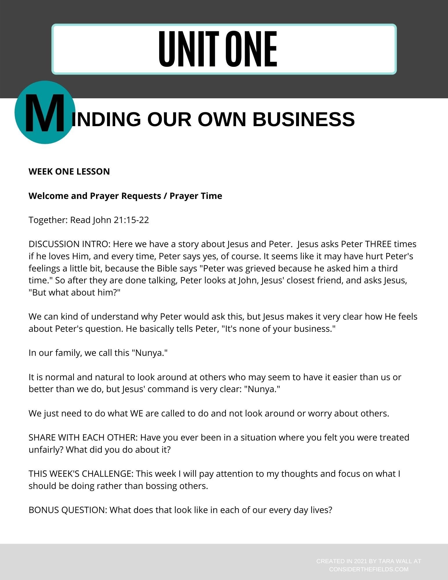 Unit 1 week 1 lesson