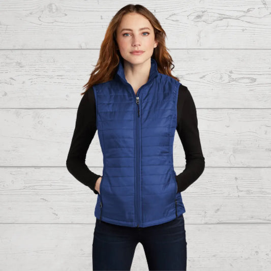 cobalt puffer vest