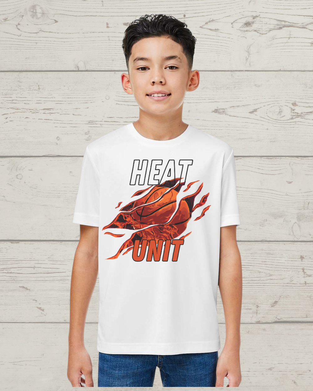 Heat Unit Kids and Adults Fan Tee in White!
